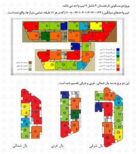 پلان نقشه واحد های پروژه نارنجستان 3 تعاونی ابنیه آکام چیتگر مروارید شهر